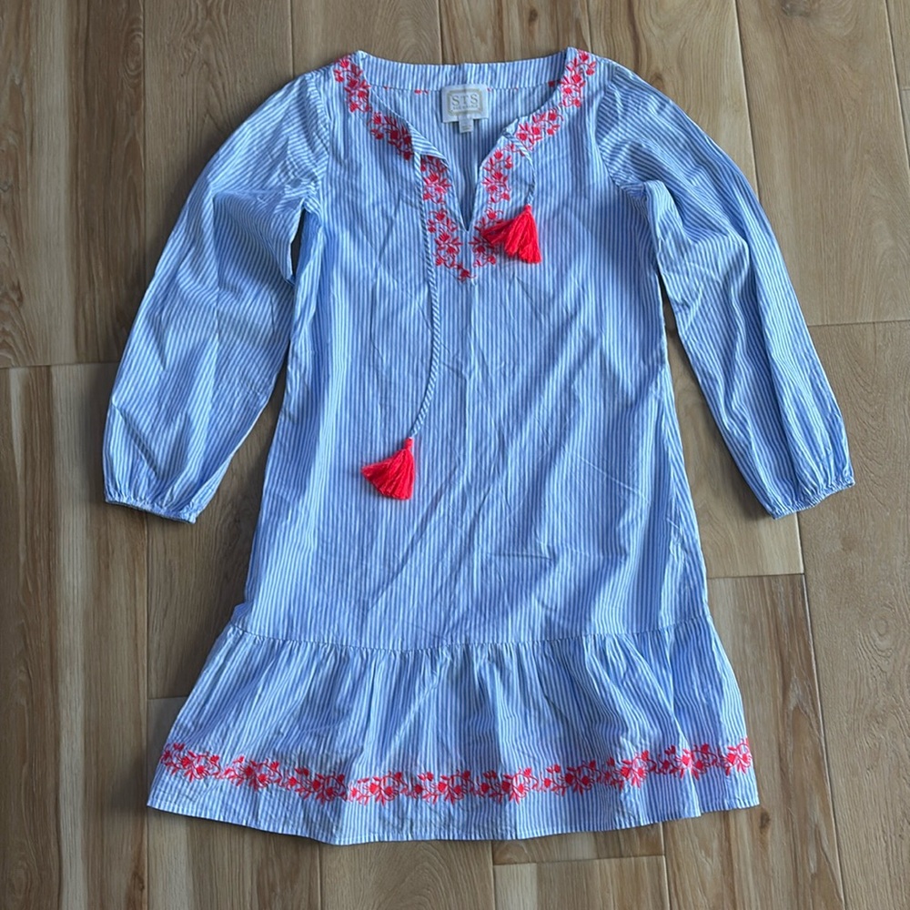 Sail to Sable Embroidered Striped Tunic Blue White Red Size Small